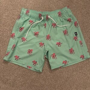 Hollister men’s XS Teal Octopus Print swim trunks #summer
